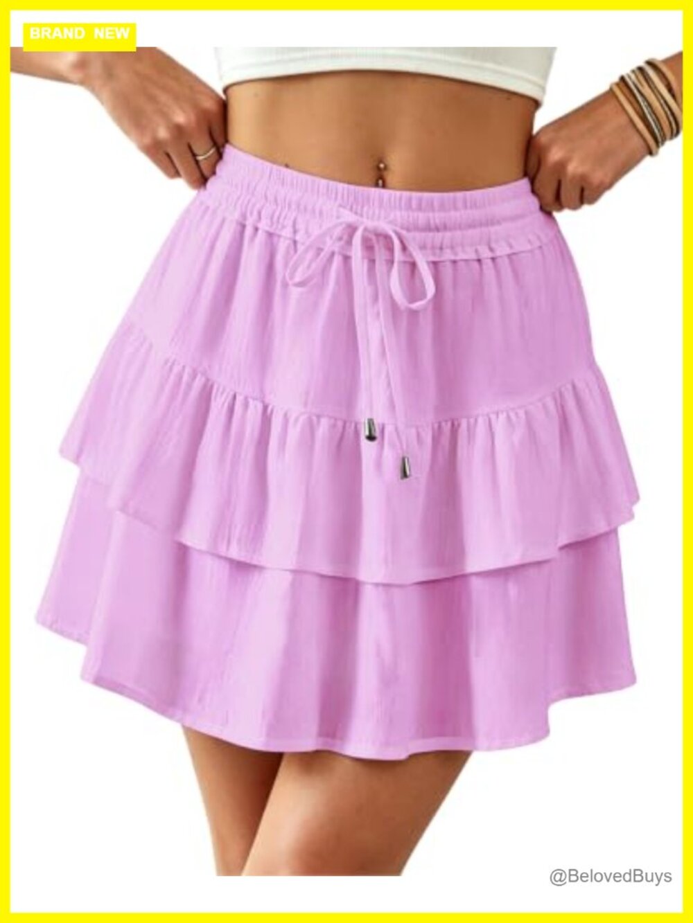 Ruffled Tiered Flowy Skort High Waist Flared Mini Skirt Country Concert